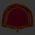 Vintage Red Accent Chair With Carved Armrests And Velvet Seat On Wheeled Base
