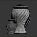 Garden Ornaments Ceramic Vases With Spiral Patterns And Different Textures 3d model