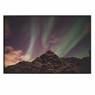 Starry Night Sky With Green Aurora Over Snowy Mountain Peaks 3d model