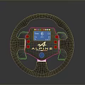 Alpine Racing Steering Wheel Featuring Digital Display Red Buttons And Carbon Fiber