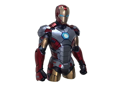 Iron Man Game Movie Character In Red Silver Gold Armor With Blue Energy Core 3d model