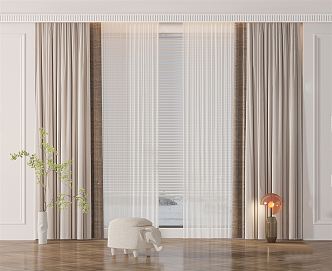 Modern curtains Color matching fabric curtains 3d model