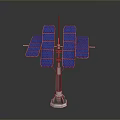 Solar Panel Structure Design With Multiple Blue Panels On Metal Pole Base 3d model