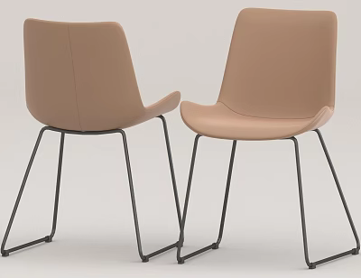 Beige Upholstered Dining Chairs With Black Metal Legs Modern Design 3d model