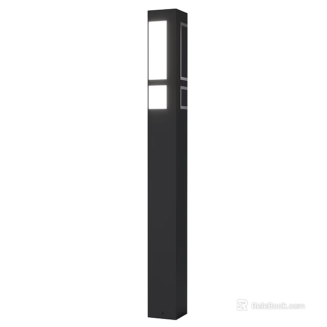 Modern Black Metal Outdoor Light Post Design With Glass Panel For Garden Decoration 3d model 
