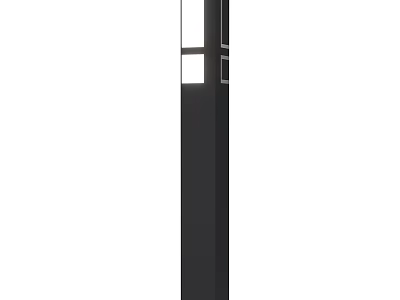 Modern Black Metal Outdoor Light Post Design With Glass Panel For Garden Decoration 3d model