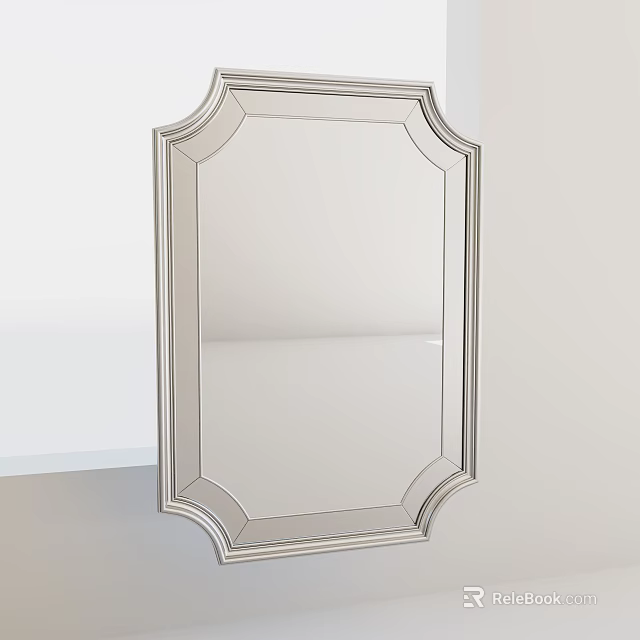 Silver Framed Decorative Mirror With Elegant Modern Design For Home Decor 3d model