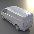 Silver Modern Cargo Van With Flat Roof And Front Grille Design 3d model