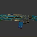 Futuristic Blue and Black Sci-Fi Weapon with Advanced Tactical Design and Sleek Details