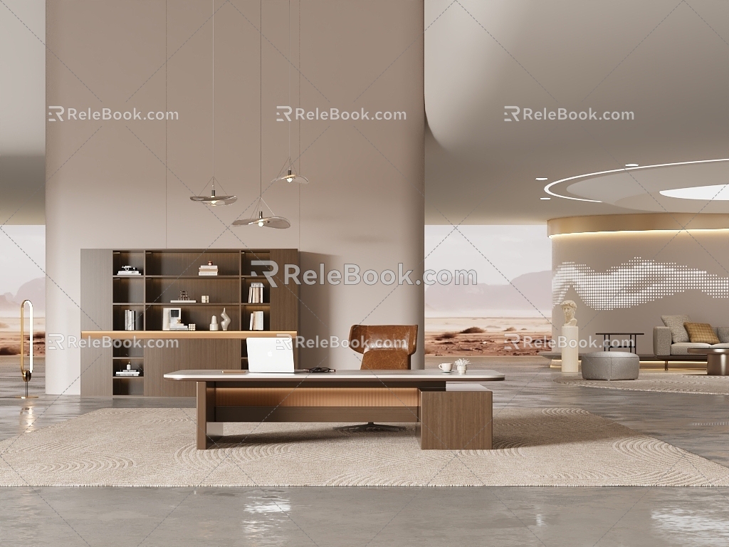 Furniture Showroom Desk Bookcase Sofa Scene Custom Furniture Scene 3d model