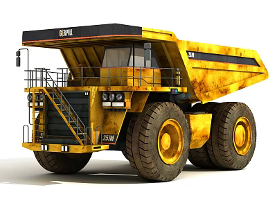 Yellow BELAZ Large Mining Dump Truck With Heavy Duty Tires And Cargo Bed 3d model