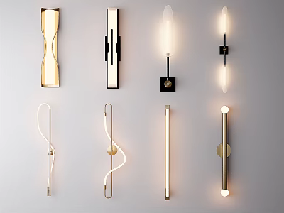 Modern Wall Sconces In Various Styles With Sleek Lines And Illuminated Features 3d model