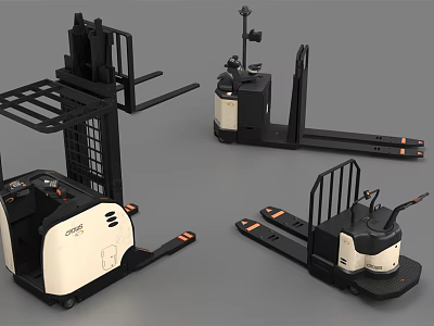 Industrial Forklift Equipment Featuring Various Electric Pallet Trucks And Stacker Models 3d model