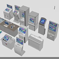 Smart Machines Featuring Various Self Service Terminals With Touchscreen Displays And Functional Designs 3d model