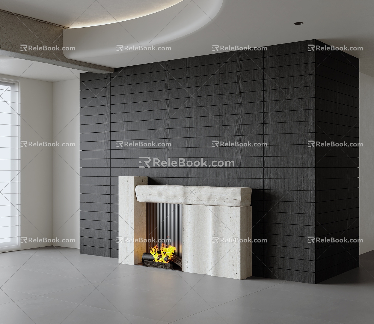 Modern Minimalist Fireplace 3d model