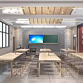 New Chinese Style Classroom Seal Carving Classroom 3d model