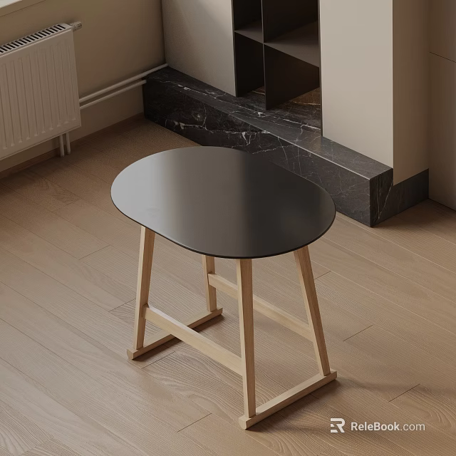 Modern Black Side Table with Light Wood Legs and Sleek Design for Living Room 3d model 