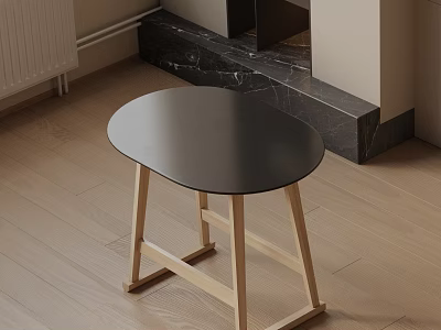 Modern Black Side Table with Light Wood Legs and Sleek Design for Living Room 3d model