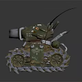 Tank Like Smart Machine With Tracks Cannon And Metallic Antennas Design