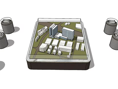 Commercial Equipment Facility Layout With Industrial Tanks And Building Models 3d model
