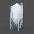Industrial Storage Tank With White Exterior Ladder And Conical Base Structure 3d model