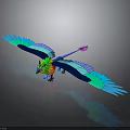 Colorful Eagle With Spread Wings Vibrant Green Blue Pink Yellow Feathers On Dark Background