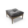 Elegant Black Leather Ottoman with Sturdy Wooden Frame and Plush Cushion