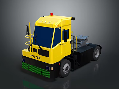 Yellow Hyster Industrial Truck Featuring Red Warning Light And Green Grille 3d model