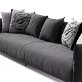 Soft Modern Gray Upholstered Double Sofa with Patterned and Solid Decorative Pillows