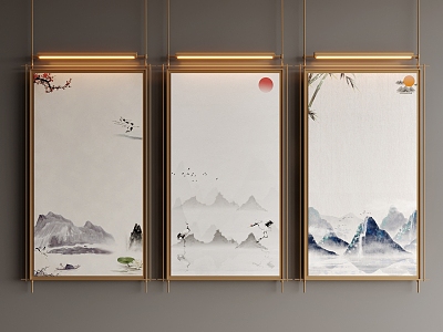 New Chinese Decorative Painting Hanging Painting Combination 3d model