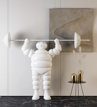 White Modern Human Shaped Sculpture Lifting Barbell For Indoor Decoration With Smooth Surface 3d model