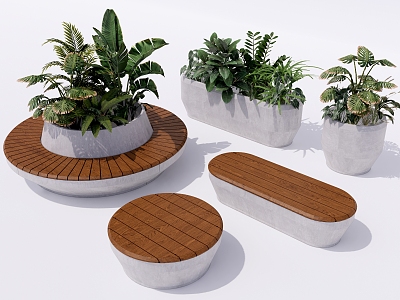 Modern Tree Pool Seat Stool Landscape Seat Flower Bench Flower Box Plant Stack Shrub Outdoor Seat Park Seat Square Seat model