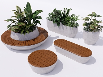 Modern Tree Pool Seat Stool Landscape Seat Flower Bench Flower Box Plant Stack Shrub Outdoor Seat Park Seat Square Seat 3d model