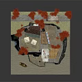 Detached Villa On Cliff With Red Trees Terrace Water And Small Boat