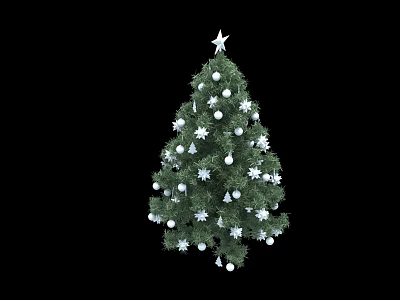 Christmas Tree Decorative Ornament Set With Star Balls And Snowflakes 3d model