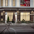 White Three Story Detached Villa With Balconies Greenery Large Windows Front Porch And Trees