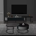 Elegant Modern TV Stand With Wall Mounted TV Decorative Vase Coffee Tables And Rug