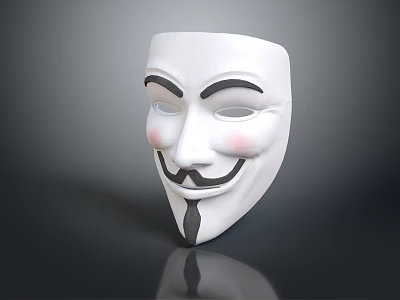 White Classic Mask With Black Eyebrows Mustache And Pink Cheeks Design 3d model
