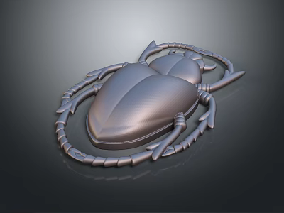 Detailed Metallic Beetle 3D Rendered With Shiny Exoskeleton On Dark Background 3d model