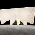 Elegant Photo Spot With White Draped Curtains Crystal Chandeliers And Christmas Trees