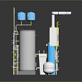 Commercial Industrial Equipment Setup With Piping System Control Panels And Storage Tanks