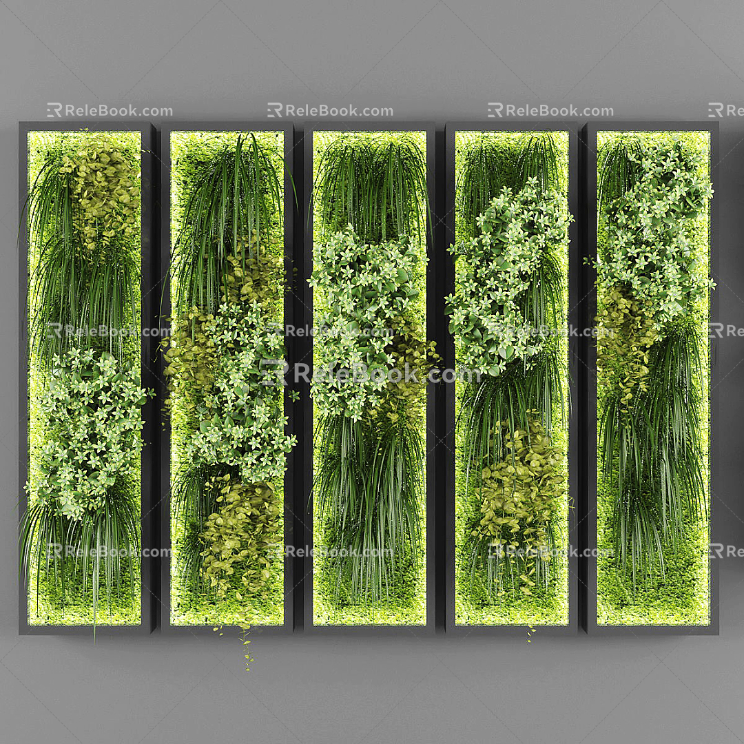 Modern Green Plant Wall Plant Wall Green Wall Vertical Greening Plant Wall Decorations Leaf Flower Plants 3d model