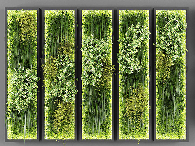 Modern Green Plant Wall Plant Wall Green Wall Vertical Greening Plant Wall Decorations Leaf Flower Plants 3d model