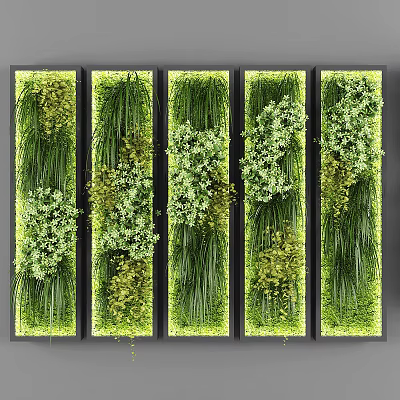 Vertical Living Plant Wall Indoor Decoration With Various Green Plants And Stylish Design 3d model