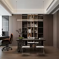 Modern Study Room Interior Design With Wooden Desk Ergonomic Chair Integrated Bookshelves And Natural Light