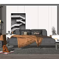 Modern background double bed 3d model