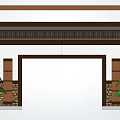 Traditional Chinese Style Gateway With Wooden Roof Stone Accents White Walls And Potted Plants