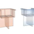 Modern Transparent Red And Blue Acrylic Geometric Design Dining Chairs For Contemporary Spaces