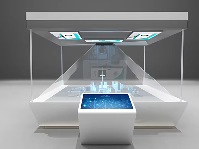 Tobacco and Liquor Store With Transparent Cabinets Blue Glowing Countertop Lighting Shelves And Tech Feel 3d model