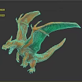 Game Movie Character Orange Mythical Dragon With Green Wings And Sharp Teeth